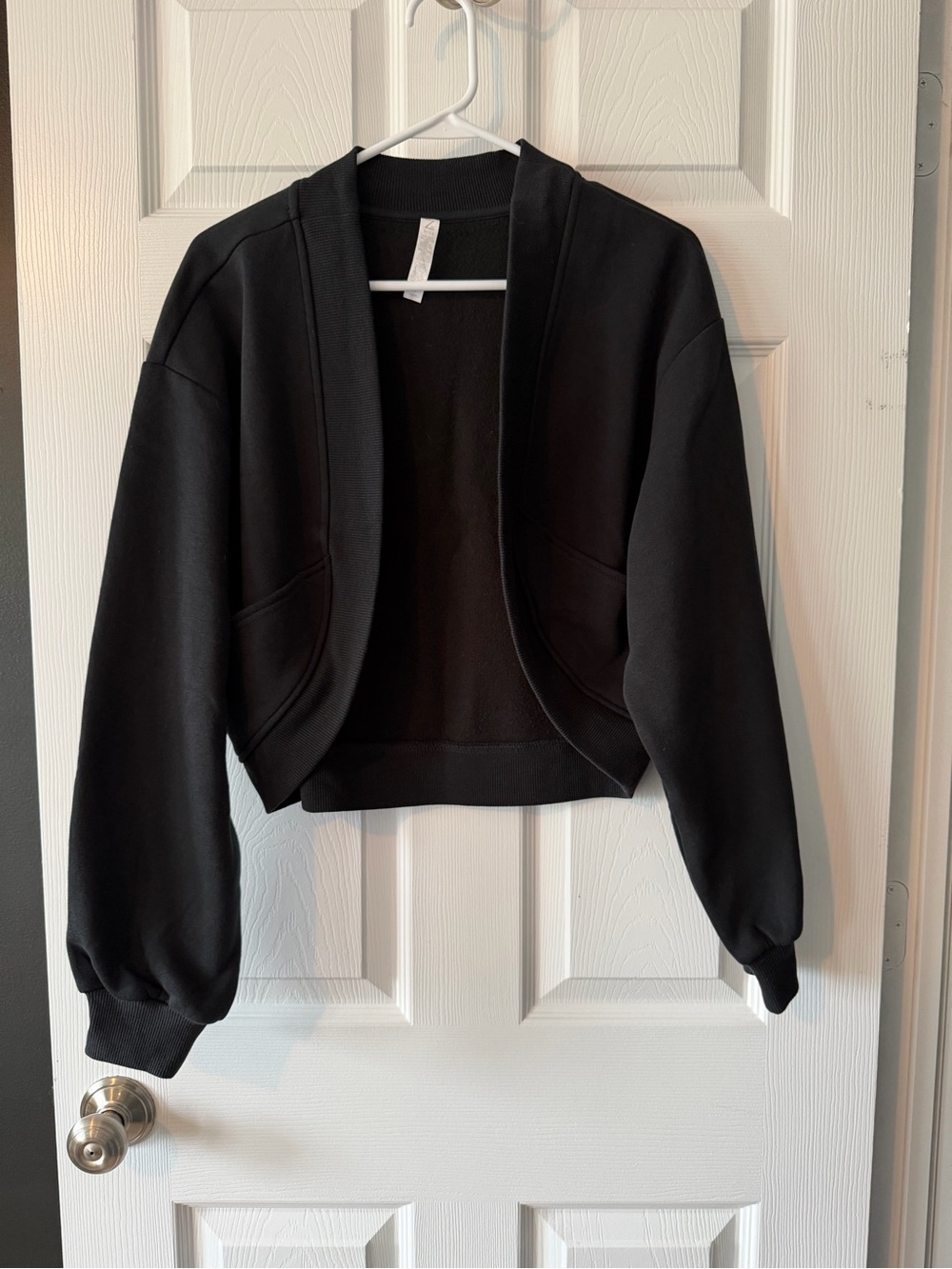 Zella Black Cropped Open Front Sweatshirt